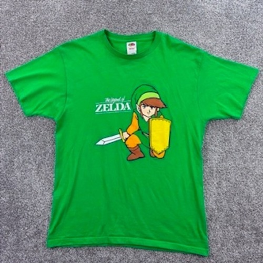 Vintage Y2K The Legend of Zelda Shirt Mens Large Green Link Cartoon Video Game